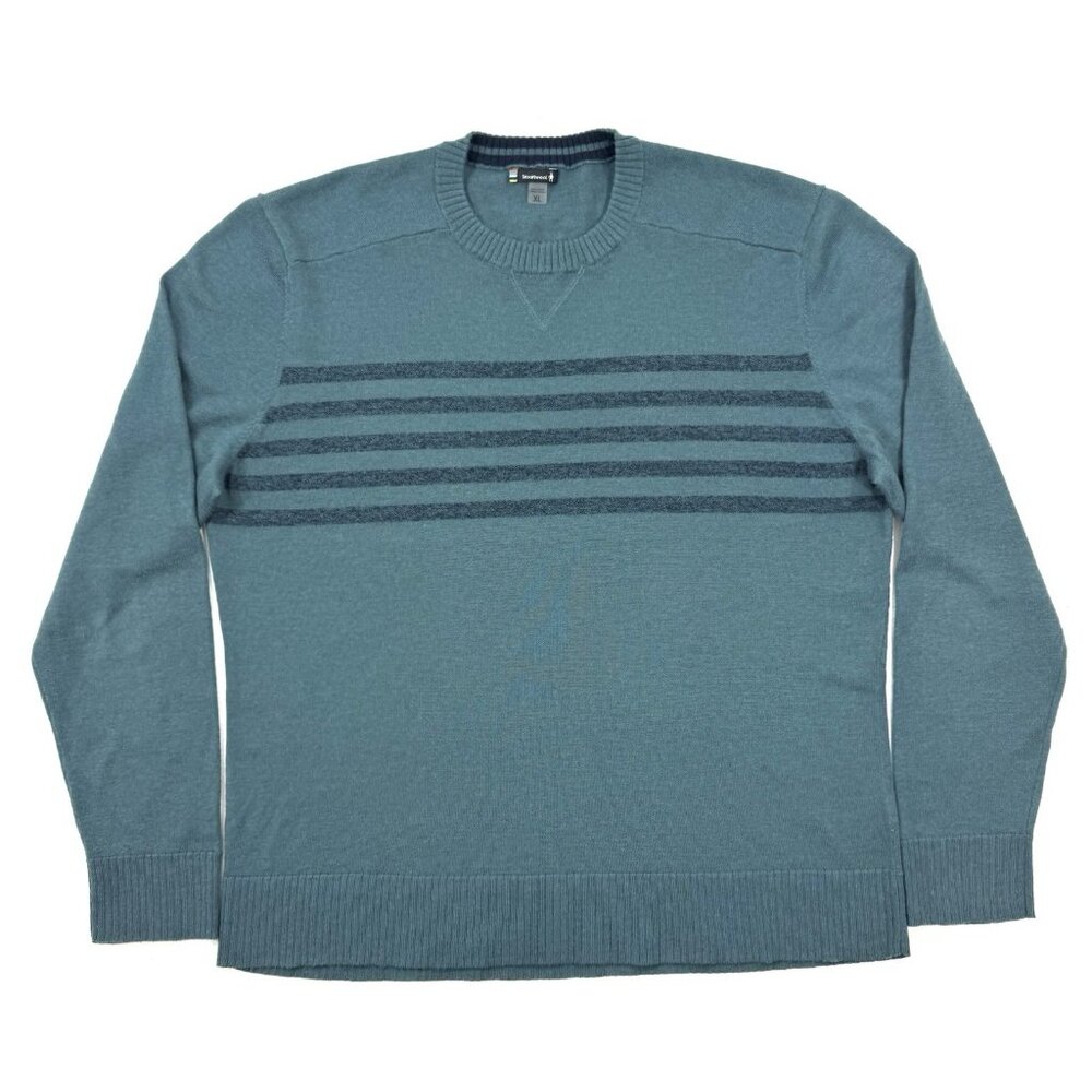 SmartWool Mens Sparwood Sweater Size XL Merino Wool Blend Striped Crew Outdoor
